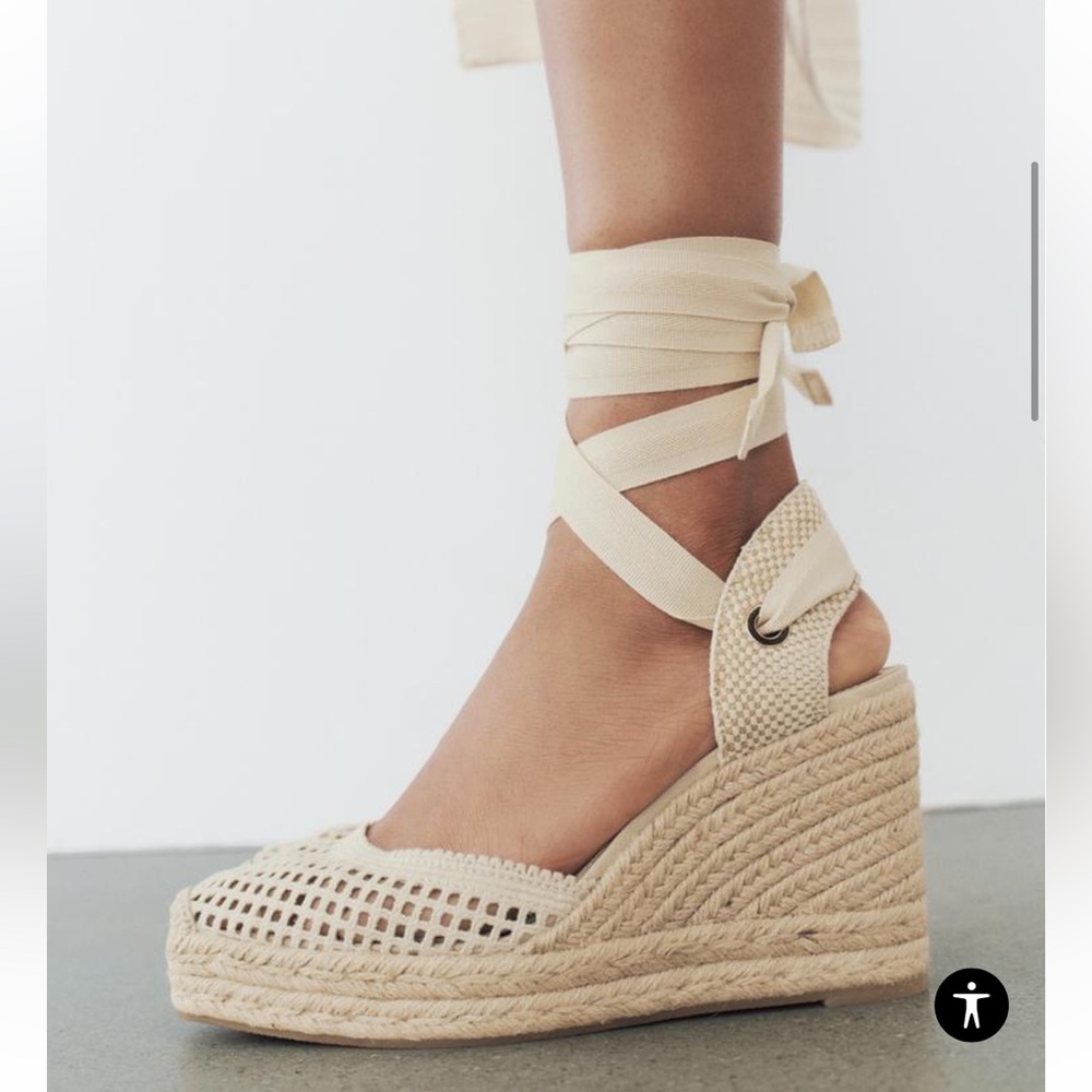 Zara Crochet Wedges Size 39/8 US EUC worn 1x